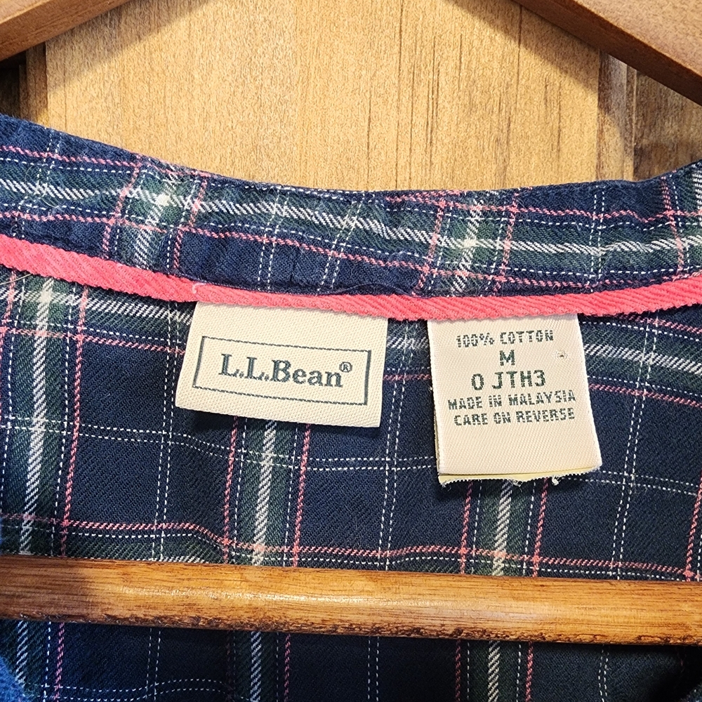L.L. Bean Blue Plaid Long-Sleeve Blouse - Picture 4 of 4